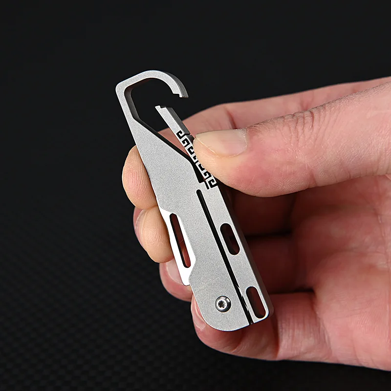 High Hardness D2 Blade Titanium Alloy Folding Knife With Key Chain Pendant Pocket Paring Knife EDC Express Sharp Outdoor Tool Gi