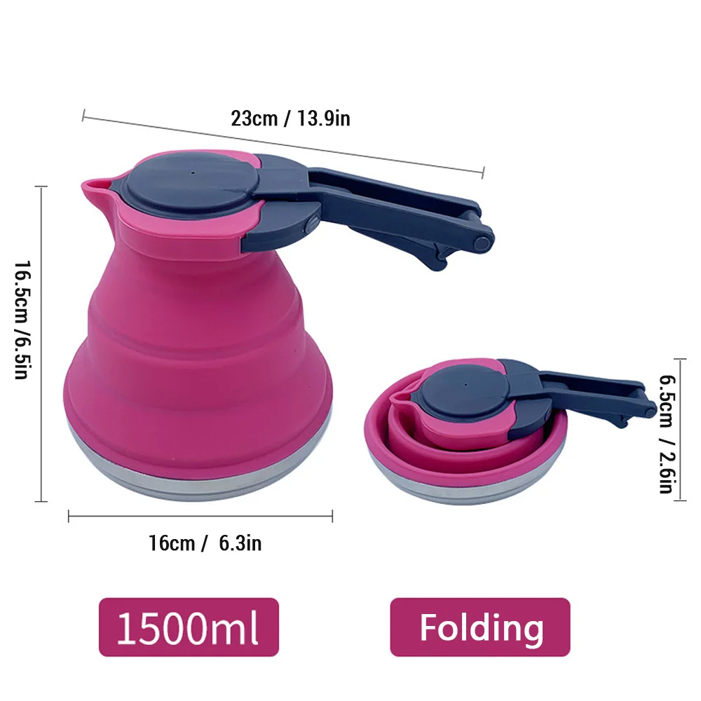 Creative Portable Silicone Kettle Outdoor Silica Gel Folding Coffee Compres sion Leak Proof Travel   Camping Kettle 1500ML