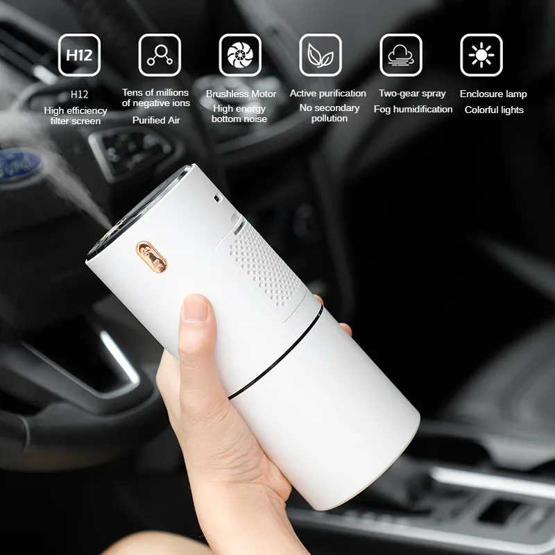 Spray Anion Vehicle Mounted Water Replenishing Purifier USB Dual Use 3 In 1 Air Humidification Purifier Car Purifying Oxygen Bar