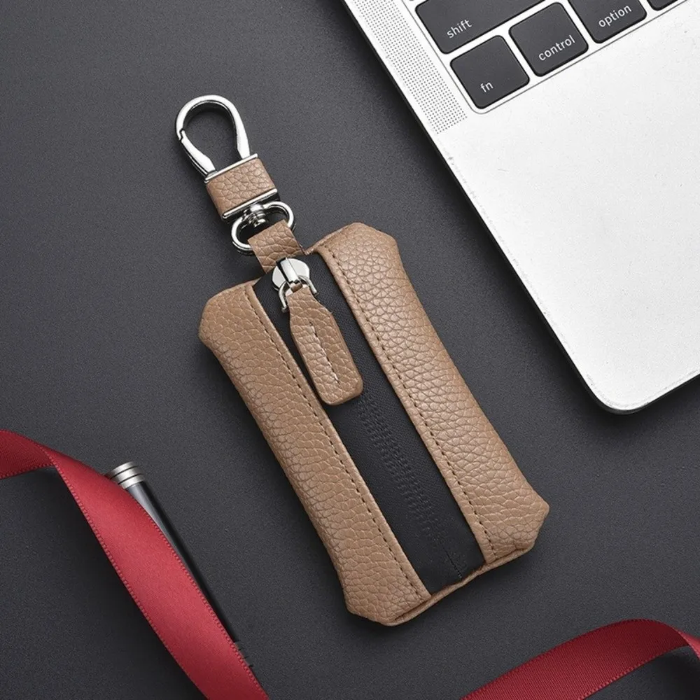 Luxury Car Key Bag Zipper Closure Large Capacity Mini Storage Bag Multifunctional Protection Cover Leather Key Case Daily Use