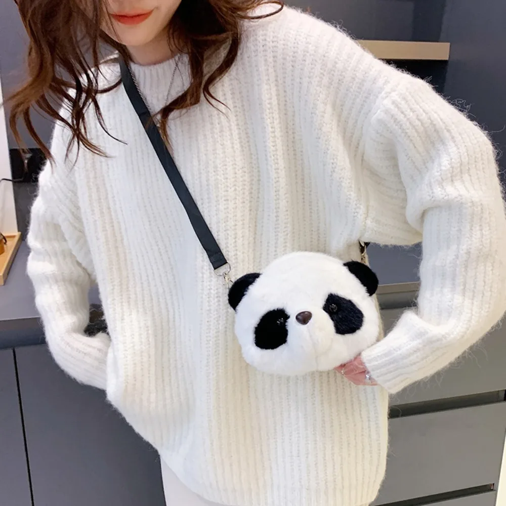 Stuffed Animals Toy Plush Crossbody Bag Trendy Plush Cylindrical Panda Backpacks Coin Purse