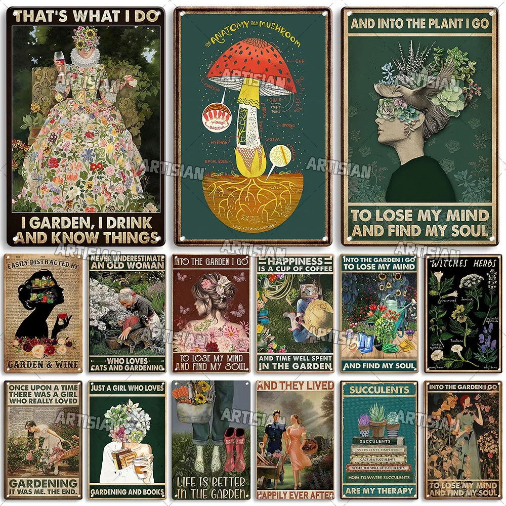 Artisian Garden Metal Sign Plant Tin Poster Girl Decorative Plate Wall Decor Garage Bar Pub Club Hotel Kitchen Home Man Cave
