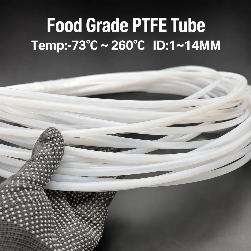 White PTFE Tubing ID 1/1.5/1.6/2/2.5/3/4/5/6/7/8/9/10/11/12/14mm Rigid Tubing High-Temperature Chemical-Resistant Insulated Tube