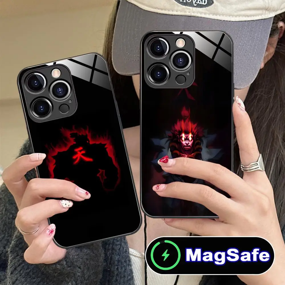 

Чехол для мобильного телефона Street Fighter Akuma для iPhone 17, 16, 15, 14, 13, 12, 11 Pro Max Plus Mini MagSafe, стеклянный цветной чехол, красивый чехол