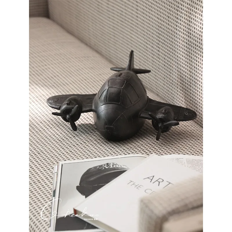 المنزل الرجعية النمط الصناعي ماتي الأسود أصبع البنك الأسود طائرة غرفة المعيشة سطح المكتب فن الديكور الحلي