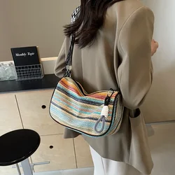 Straw Bag Women's Large Capacity 2024 New Summer Niche Design Woven Messenger Bag Dumpling  Seaside Beach Bag