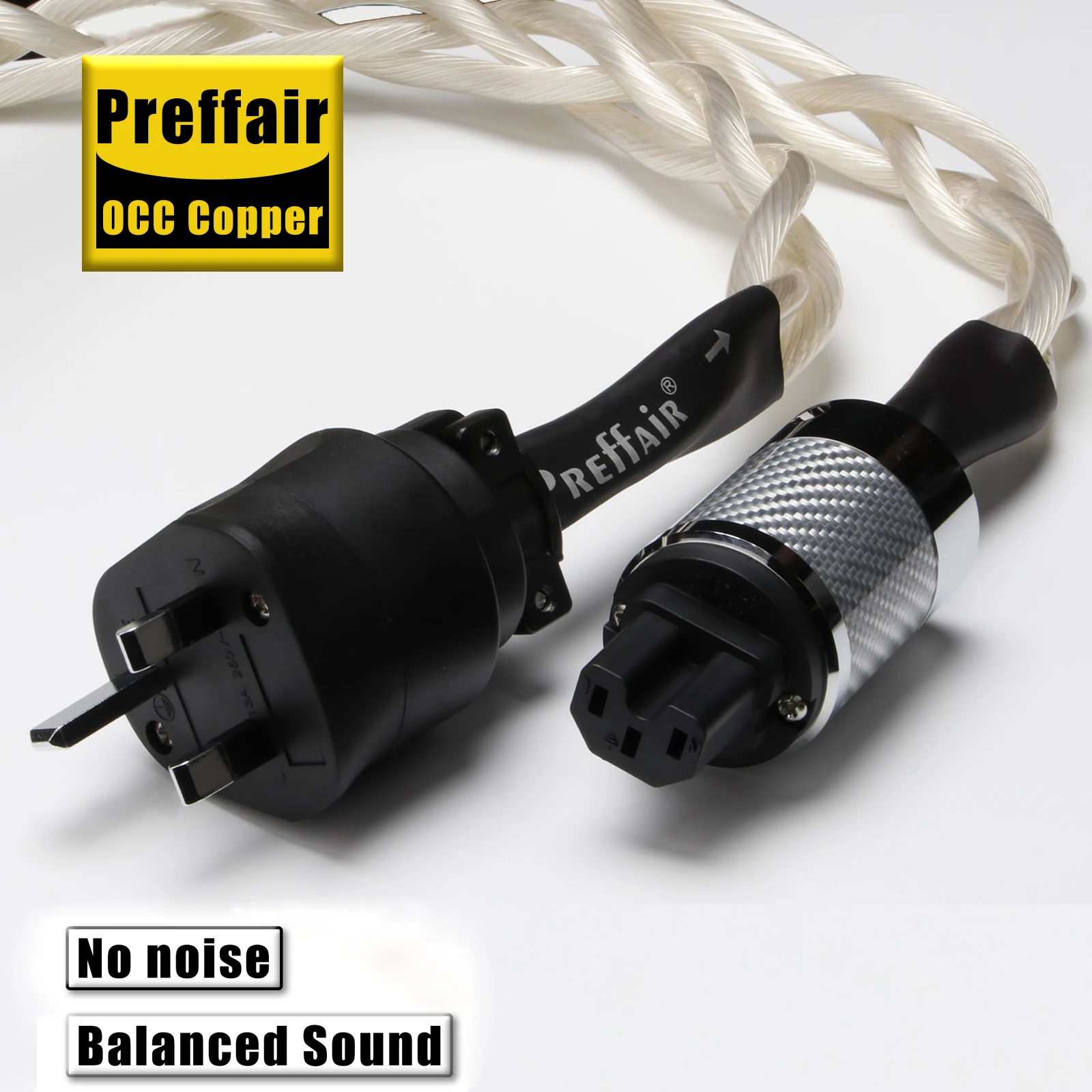 HiFi Power Cable OCC Silver Plated Audiophile Power Cord with EU/US/AU/UK Power Cord C15 Female Plugs