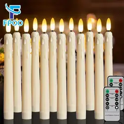 FPOO Led Taper Candles Lighting Dinner Table Home Decoration Candle Timer Remote Flickering Battery Decorative Candle Lamp