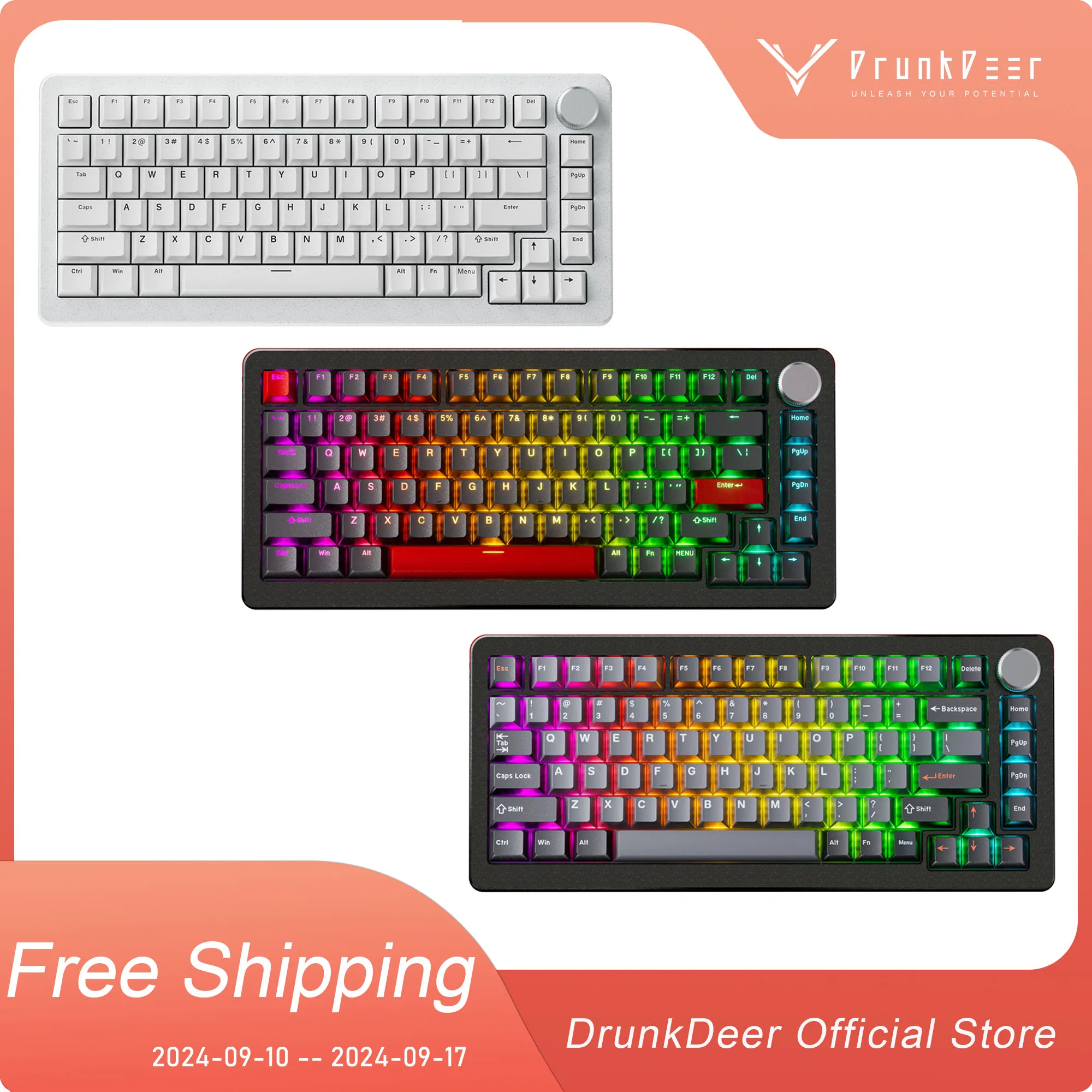 DrunkDeer A75 Pro Silent Magnetic Switch Gaming Keyboard, Rapid Trigger TKL Mechanical Keyboard , Compact 82 Keys