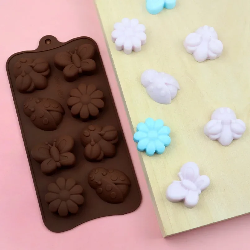 

8-piece Silicone Creative Silicone Insect Butterfly Chocolate DIY Cake Mold Food Grade Silicone High Temperature Resistant