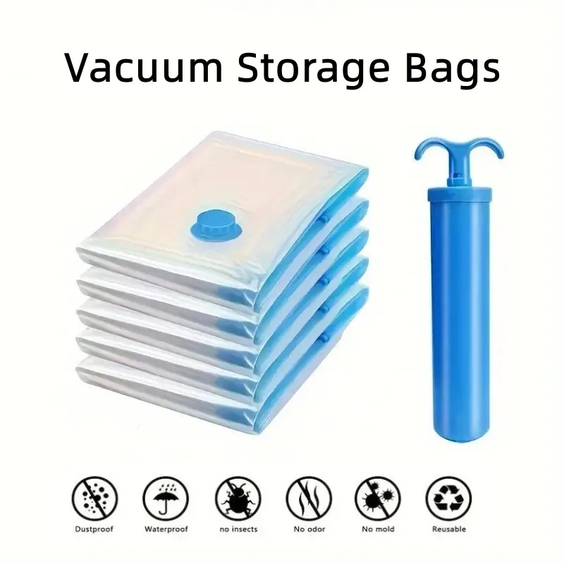 1/7/9-piece set of transparent vacuum storage bags, clothing storage bags, suitable for bedding, clothes, quilts, ideal home