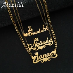 Atoztide Personalized Custom Heart Name Necklaces for Women Stainless Steel Butterfly Pendant Chain Valentine's Day Jewelry Gift