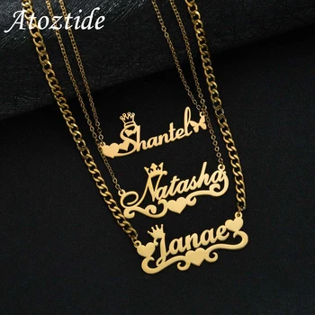 Atoztide شخصية مخصصة اسم القلب القلائد للنساء الفولاذ المقاوم للصدأ فراشة قلادة سلسلة عيد الحب مجوهرات هدية