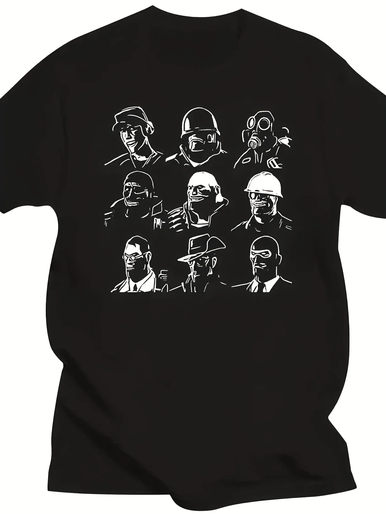 

Футболка с графическим рисунком большого размера, классическая горячая распродажа, 100% хлопок, мужская ткань с круглым вырезом, новая футболка Team Fortress 2 Shooter Game TF2 Mercenaries