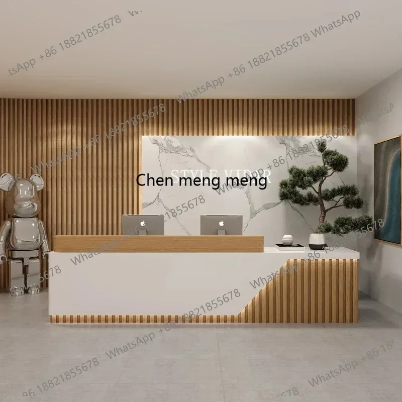 

F5822 Company Hotel Front Desk Reception Table Simple Modern Imitation Marble Bar Foot Massage Store Restaurant Paint Cashier