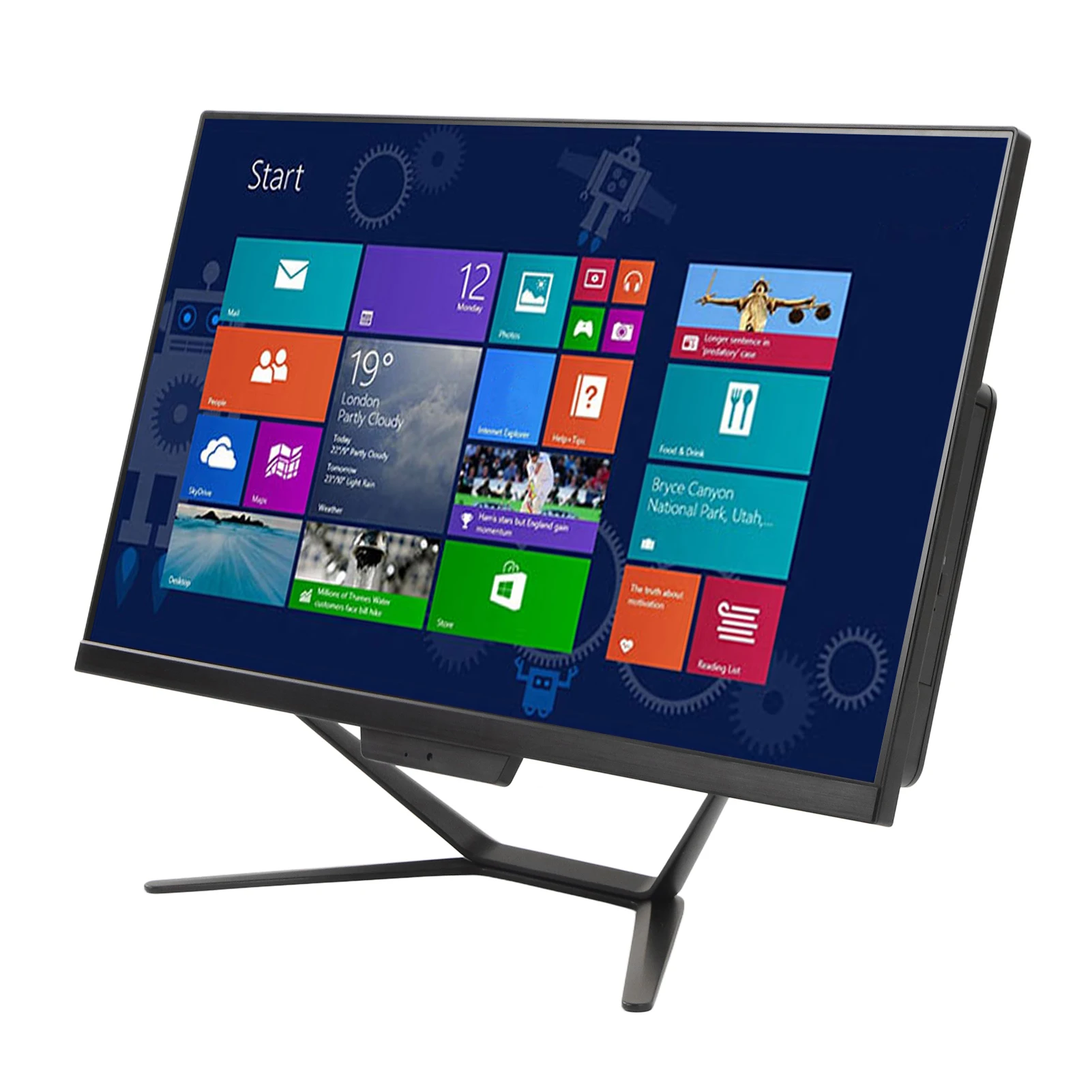 سطح مكتب 23.8 بوصة أسود قابل للمس لوحدة المعالجة المركزية Intel 1920x1080 HD شاشة كبيرة لنظام التشغيل Windows10 مع كاميرا الكمبيوتر