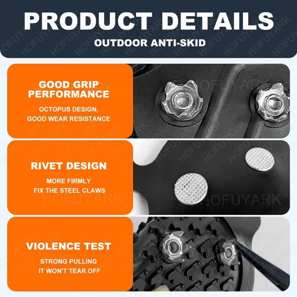 Non-Slip Ice Cleats for Shoes & Boots Anti-Slip Shoe Spikes Winter Outdoor Hiking Climbing Crampons for Walking On Snow and Ice