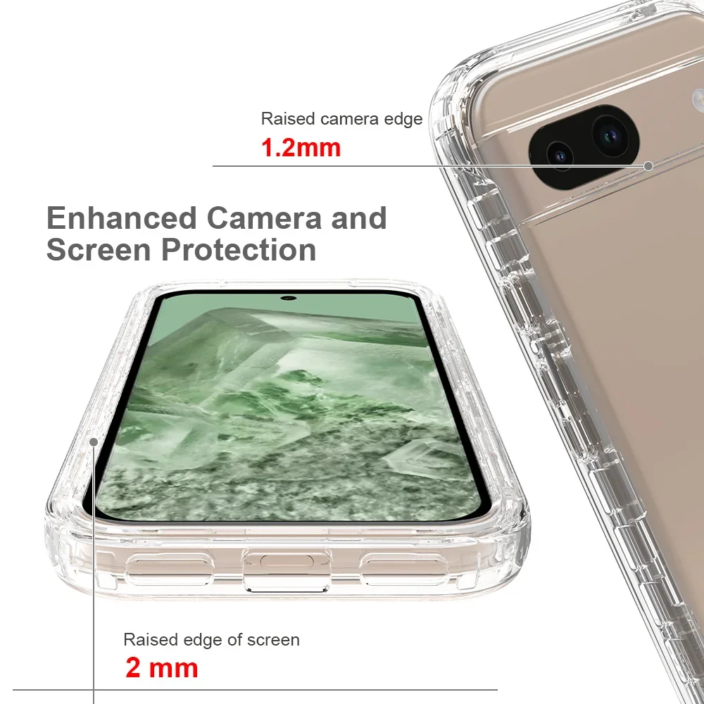 Fit Google Pixel 8A 5G / Pixel 8 Pro 5G Transparent Case Hybrid Shockproof Tpu/pc Shell Dual Layer Candy Color Cover Funda Capa