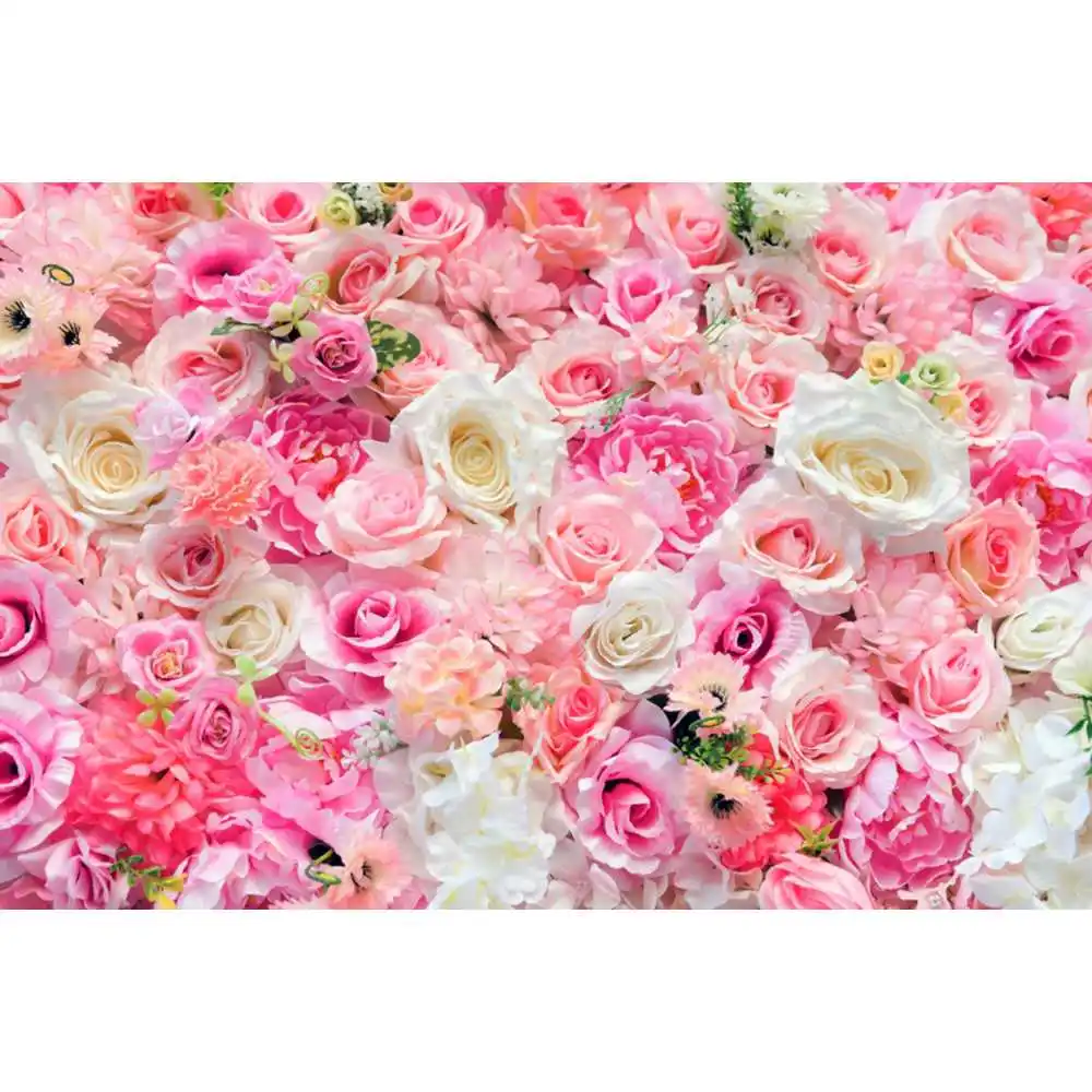 Floral Flower Wall Wedding Backdrop for Photography Bride Baby Shower Birthday White Rose Ceremony Background Decor Photo Studio