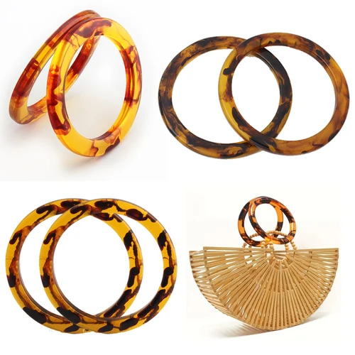 2 uds cartera mango de resina mango redondo reemplazo bolso de mensajero para mujer bolso de hombro manualidades DIY mango acrílico