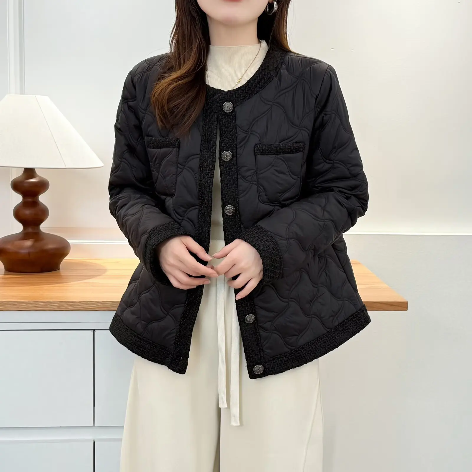 Xxxl moda plus size parkas femininas outono e inverno estilo coreano chique quente sem gola jaqueta acolchoada 688