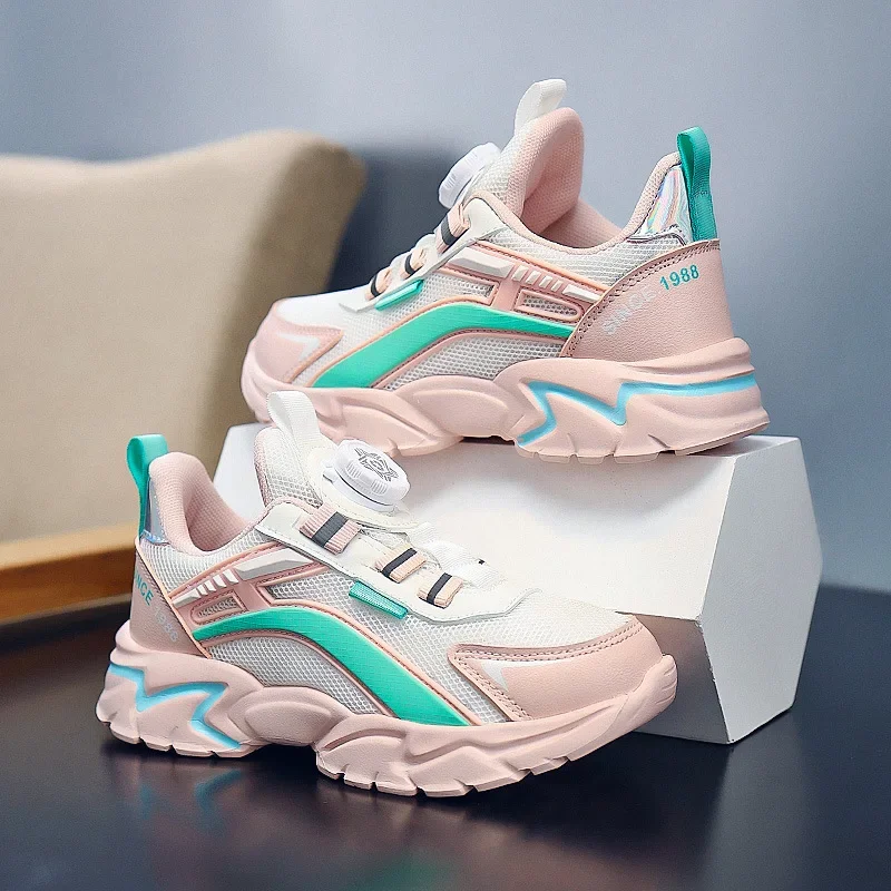 

Children's Shoes, Children's Rotating Buttons, New Children's Boys' Students' Running Shoes, Boys' Sports Shoes, Mesh
