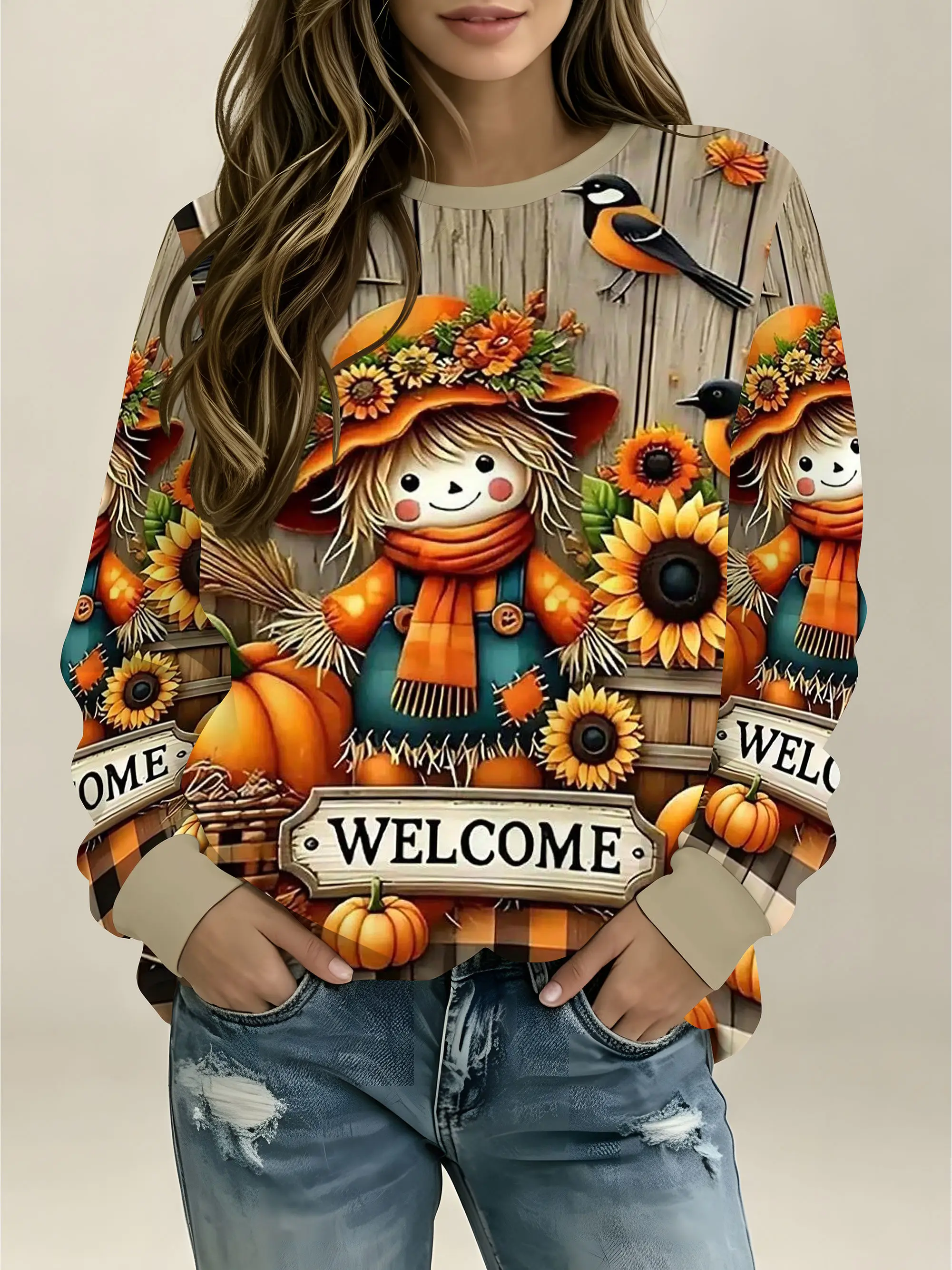 Women's Crew Neck Sweatshirt C - Women'S Fashion Sweatshirts ulasan dan harga