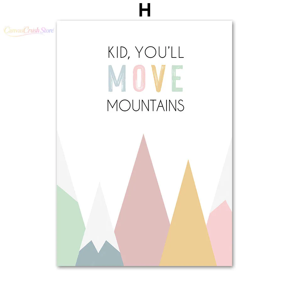 Pink Mountain Sun Rainbow Quote Bohemian Nursery Nordic Posters, Wall Art Canvas Painting Pictures, Perfect for Baby Kids 2026