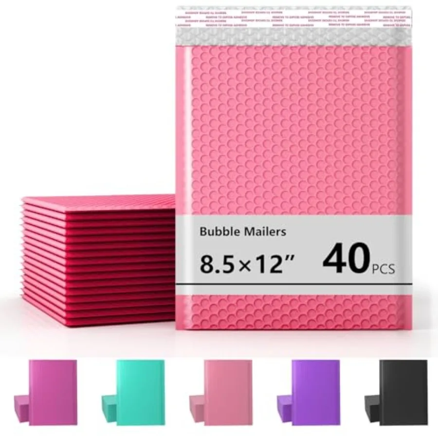 

8.5 x 11 Inch Bubble Mailer 40 Pack Waterproof Padded Envelopes with Strong Self-Seal Adhesive Cushioning Shipping Bags with Br