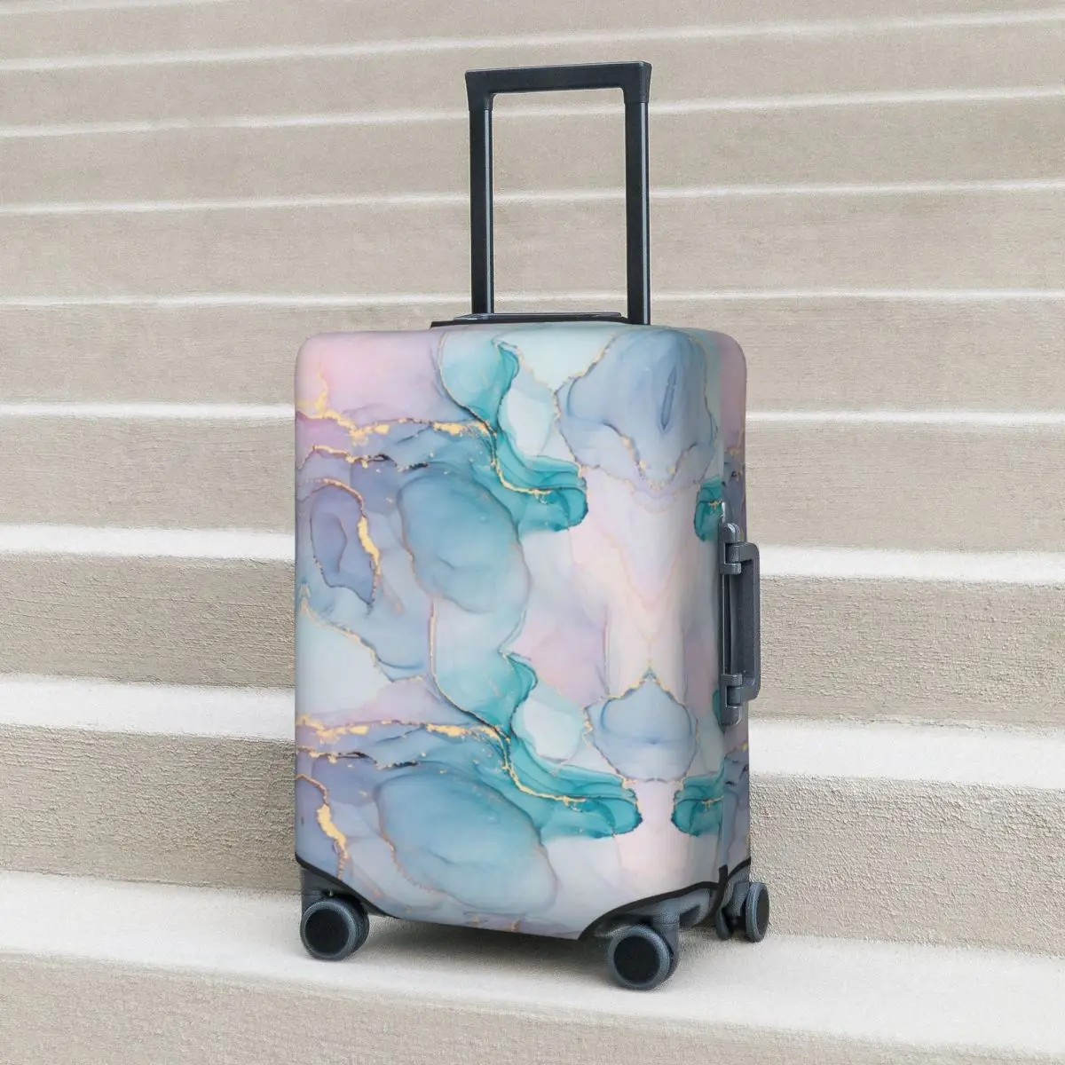 

Marble Suitcase Cover Cute Pastel Cruise Trip Protector Vacation Fun Luggage Case