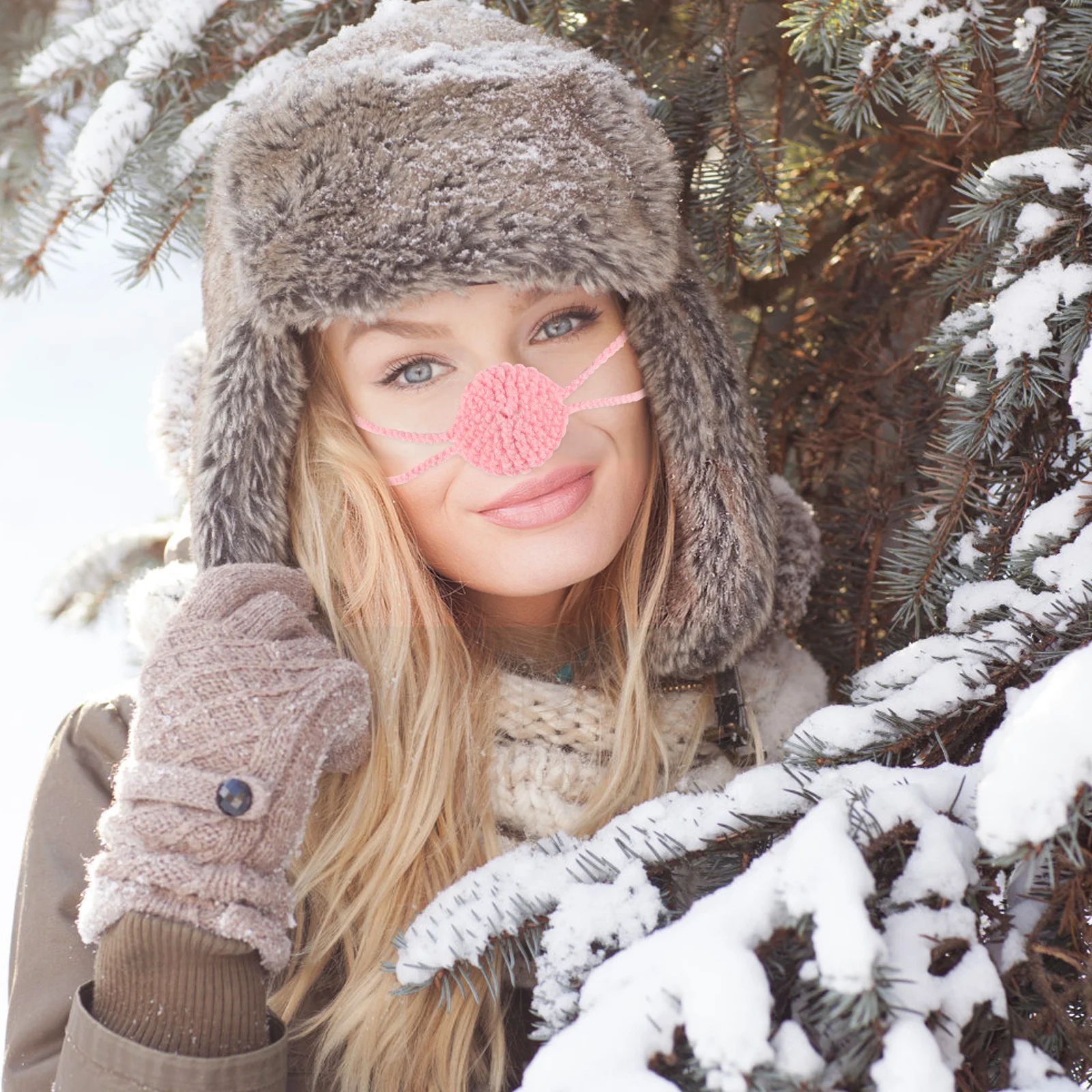 غزل كروشيه محبوك ناعم لتدفئة الأنف في الشتاء والتزلج في الهواء الطلق وحماية الطقس البارد غطاء شتوي أكثر دفئًا #3