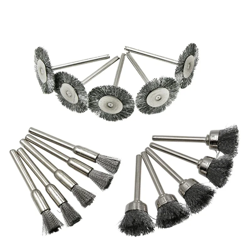 5/15pcs Steel Wire Brush Disc Metal Polishing Hand Electric Drill Grinding Tool Set Wheel Disc for Dremel Rotation Tool
