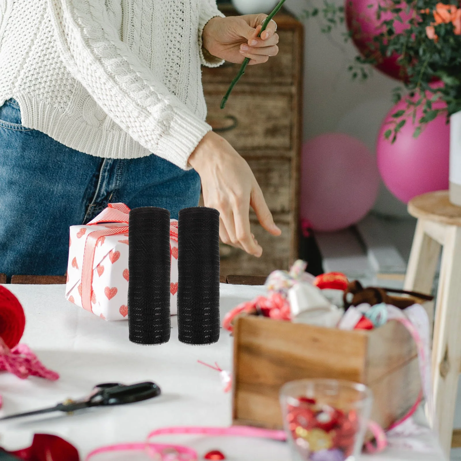 

2 Pcs Garland Decoration Mesh Ribbons for Crafting Garlands Halloween Wreath Pp Diy Wreaths