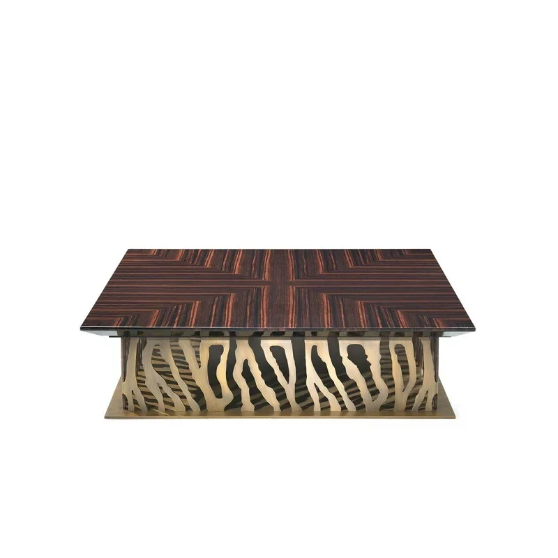Postmodern stainless steel Italian openwork flower coffee table high-end villa coffee table