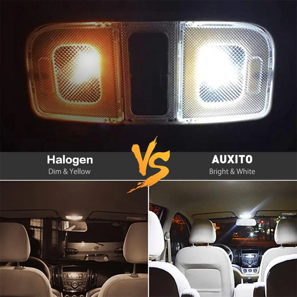 10 sztuk AUXITO Canbus W5W T10 żarówki ledowe 168 194 LED do czytania wnętrza samochodu kopuła światło bagażnika lampa parkingowa 2835smd 12V 6000K — zdjęcie 6