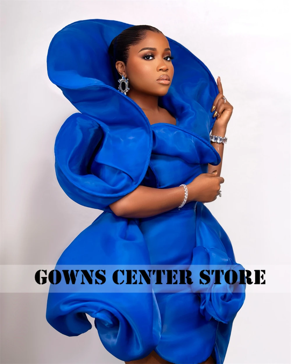 Diseño especial azul real Aso Ebi sirena vestido de fiesta plisado vestidos de fiesta de noche africanos vestidos de lujo mujeres 2025 personalizado