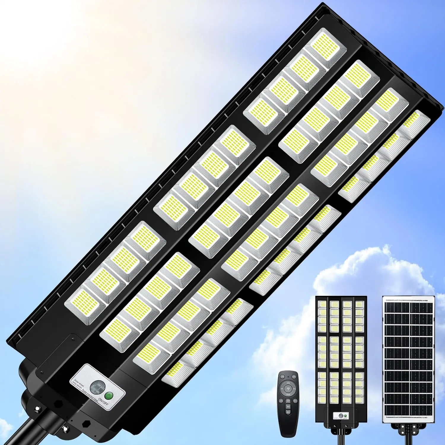 

12000W Solar Street Light Outdoor Waterproof with Motion Sensor Remote Control for Yard Driveway Parking Lot