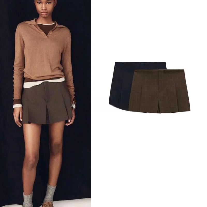 

Spring New Arrival High Waist Casual A-Line ort Skirt Pants Women's Faion Commute Sle High Waist Design Polyester Fiber
