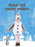 Olaf the Snowman Cosplay Costume Set - Full Body White Plush Suit with Carrot Nose for Winter Theme Parties Family Events