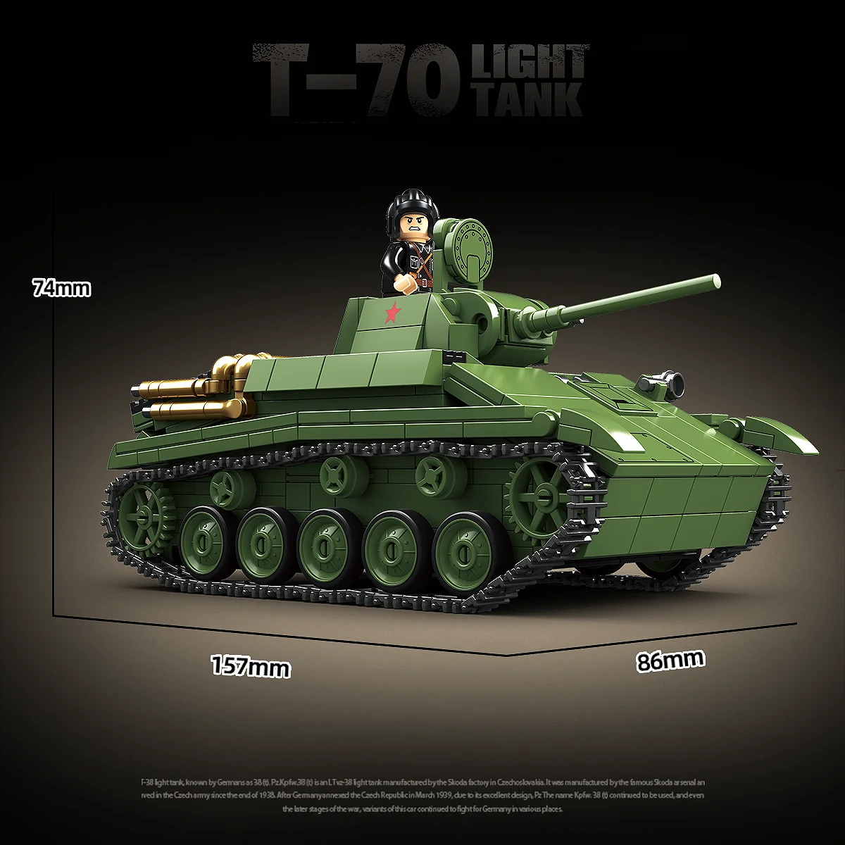 World War Ii Soviet T-70 Light Tank Building Blocks Military Armored Vehicle Model Kidsren Boys Educational Assembly Toy Gift