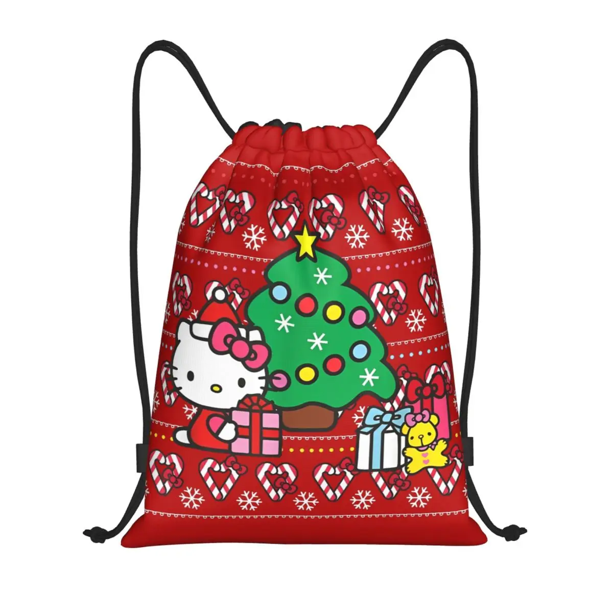 

Hello Kitty Candy Cane Рождественский свитер Сумки на шнурке Спортивный рюкзак Спортивный рюкзак Сумка на шнурке для тренировок