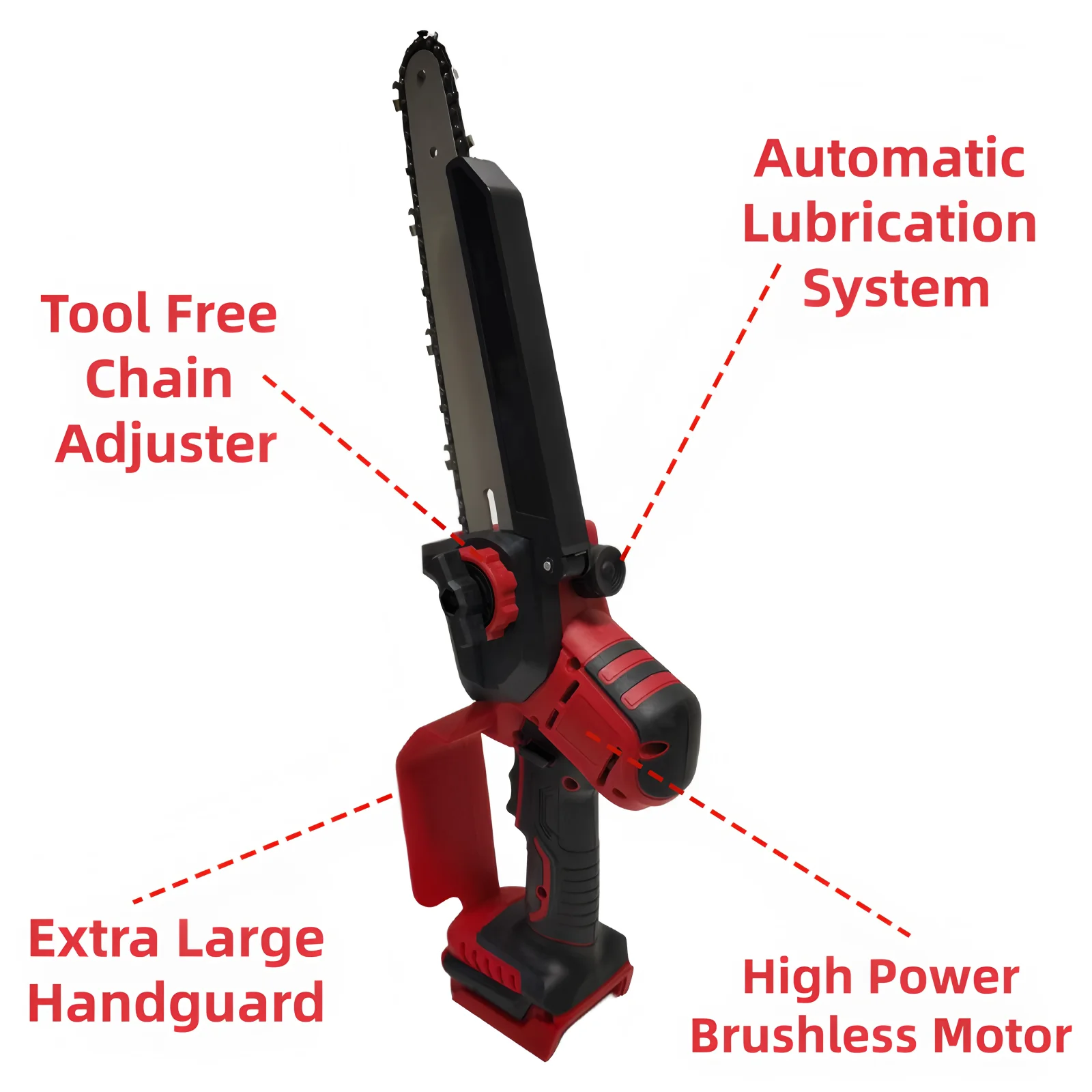 For Milwaukee 18V Battery 1380W High-Power Brushless 8 Inch Chainsaw Auto Oiler Electric One Click Adjust Chain Saw Power Tools