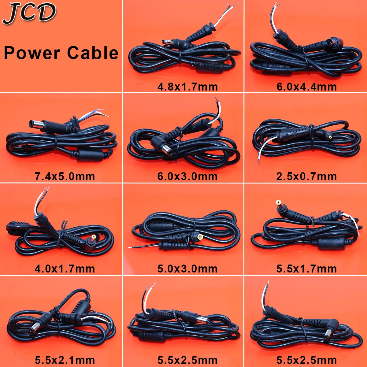 JCD 2.5*0.7 4.0*1.7 5.5*2.1 5.5*2.5 7.4*5.0mm Power Supply  Adapter Output Power Cord DC Male Plug Cable  For HP DELL Lenovo