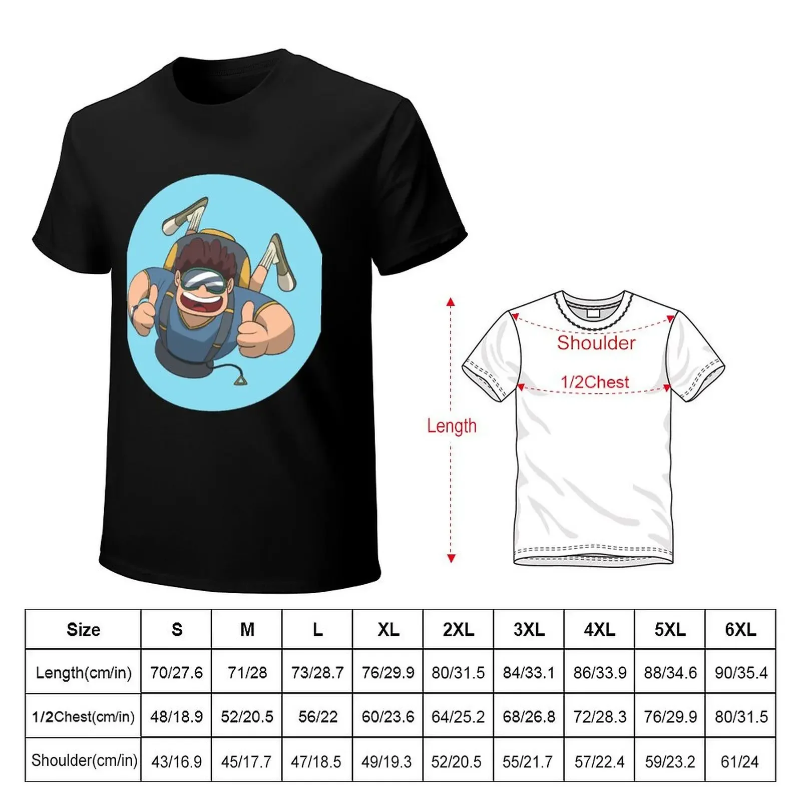 Parachutist sky diver T-shirt funnys kawaii clothes heavyweight t shirts for men