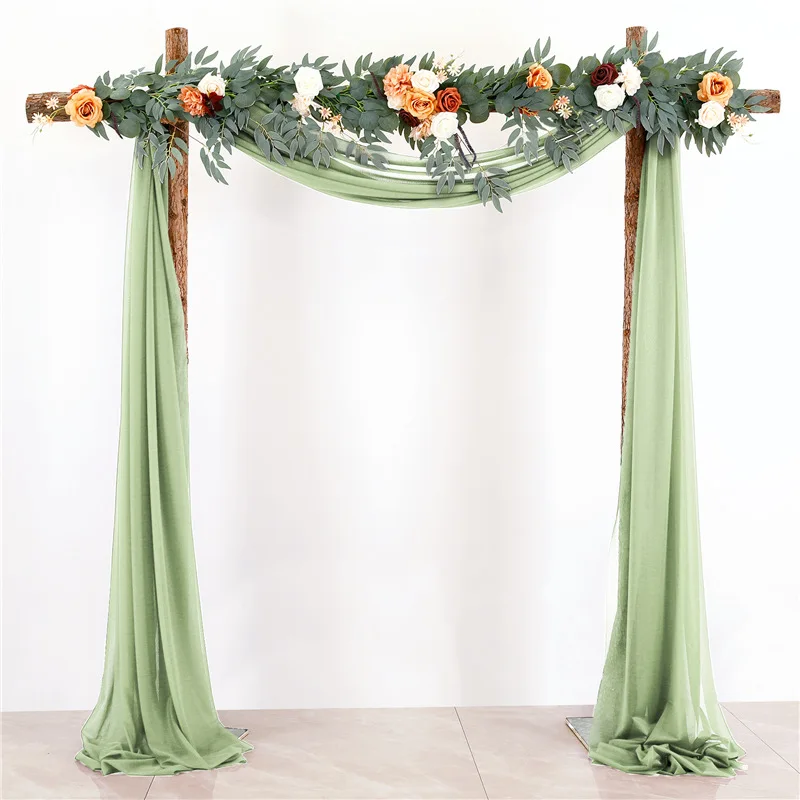 

1pcs Arch Flowers with Drapes Decoration 1pcs 75x550CM Chiffon Tulle Fabric Backdrop Curtain Panel for Party Ceremony Reception