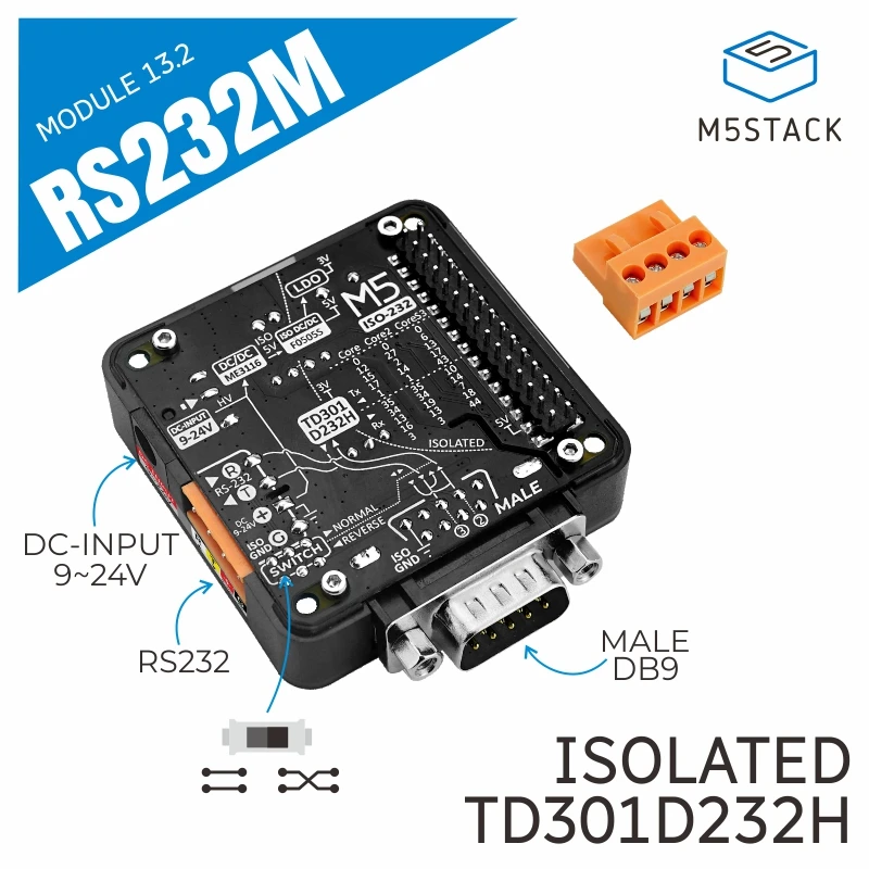 M5Stack Official RS232 Module 13.2 with DB9 Male Connector