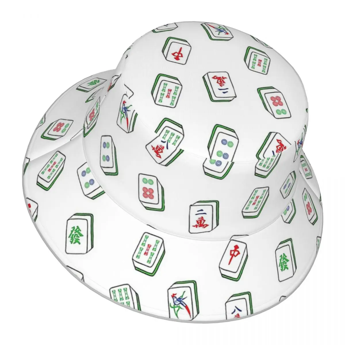 Mahjong Tiles reflective Bucket Hat Men Women Bucket Hat Outdoor Sunscreen Beach Hat Sun Hiking Fishing Cap