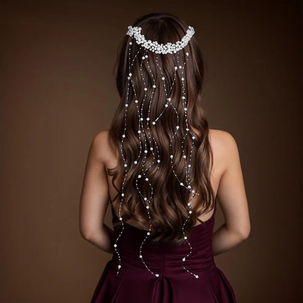 Wedding Hair Comb Faux Pearl Hair Comb Tassel Handmade Bridal Beads Fringe Headband Wedding Bride Headpiece Women Jewelry