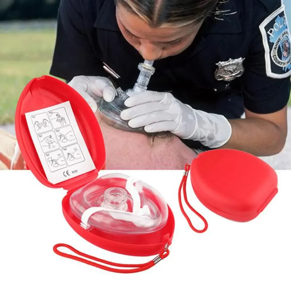 Emergency First Aid Mask Rescue CPR Mask Resuscitator One-Way Valve CPR Face Shield Survival Training Mask Car Bus Survival Gear