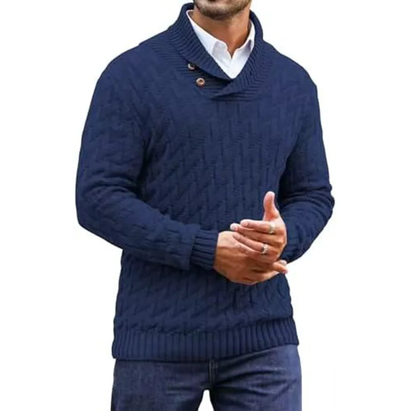 Europäischer und amerikanischer Herrenpullover, gestrickter Pullover, modischer Rundhalsausschnitt, schmaler Pullover, Herrenbekleidung